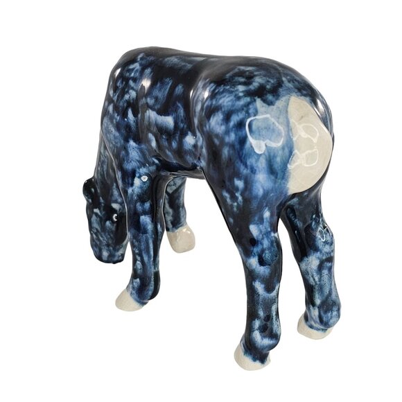 Vintage Dorothy Kindell Foal Horse Figurine Blue Grazing Rare - Picture 8 of 10